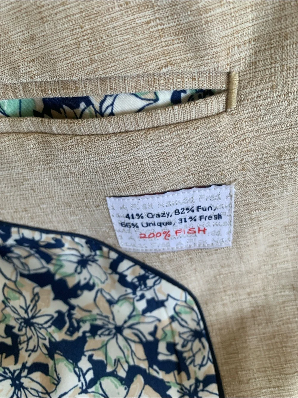 A Fish Named Fred Beige Blazer Men’s Size 46 Suit Jacket